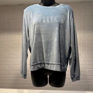 Juicy Couture Los Angeles Sleepwear‎ Blue Rhinestone Velour Sweatshirt